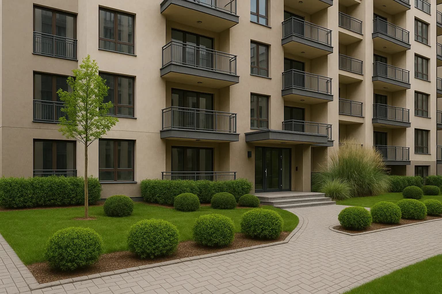 Ankara'da modern site girişi ve yeşil alanlar