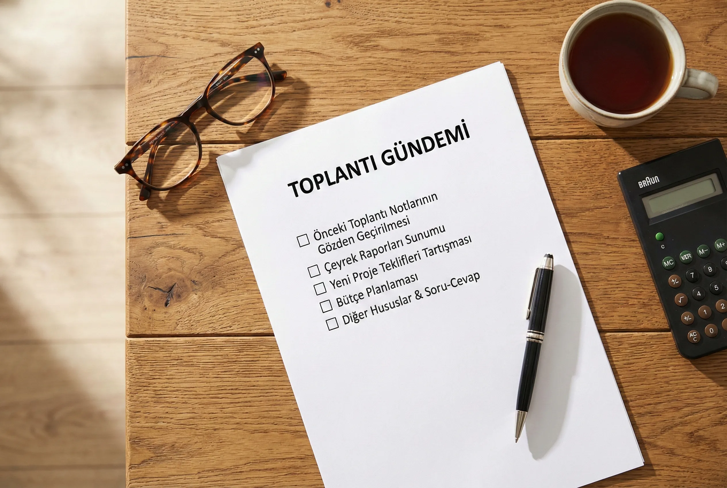 Olağanüstü toplantı senaryoları ve acil gündem maddelerini gösteren pano